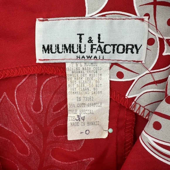 T&L Muumuu Factory Hawaiian Dress Womens 3/4 Muumuu Floral Ruffle Tank Red - Picture 3 of 8